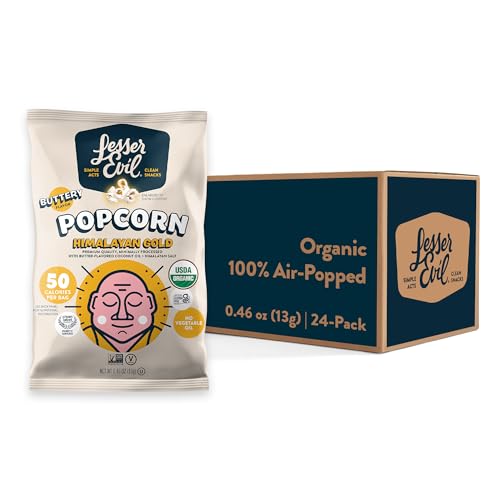 LesserEvil Himalayan Gold Salt Organic Popcorn, 24‑Bag Pack for $4.01 (-76%)