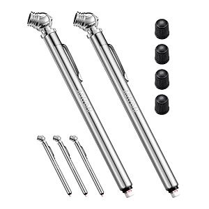 AstroAI 2-Pk 75PSI Air Pencil Tire Pressure Gauges (Stainless Steel) for $2.00