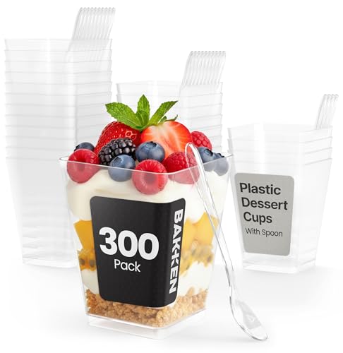 Bakken 5oz Clear Dessert Cups with Spoons (300-Pack) for $18.99 (-73%)