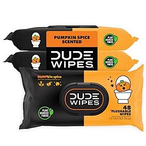 DUDE Wipes Dumpkin Spice Adult Flushable Wipes – 3-Pack (144 Total) for $6.15
