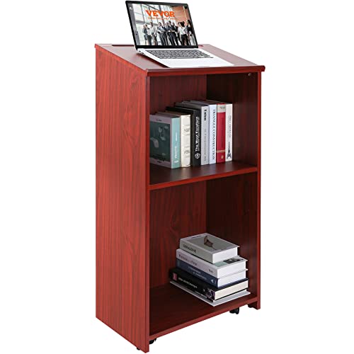 VEVOR 47″ Podium Stand with Storage Shelves and Wheels for $64.63 (-10%)