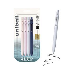 Uni-ball Zento Gel Pens 4-Count 0.7mm Medium Black for $5.30