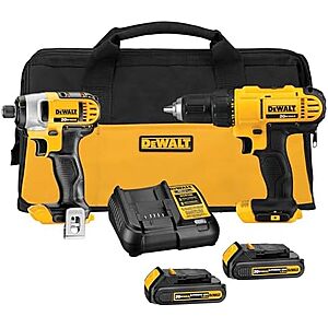 DeWalt 20V MAX Cordless Drill + Impact Driver Combo Kit for $139