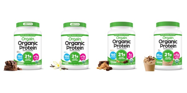 Orgain Protein Powder 2.03lb Tub – Creamy Chocolate Fudge, Vanilla Bean, Iced Coffee for $11.59 (-20%)