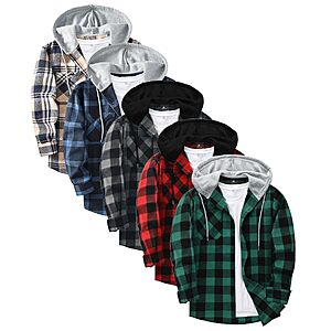 Little Beauty Men’s Plaid Flannel Hooded Button-Down Shirt Jacket for $30 (-50%)
