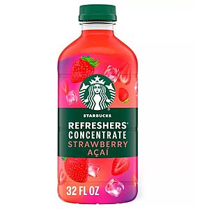 Starbucks Refreshers Concentrate, Strawberry Acai 32‑oz for $7.00